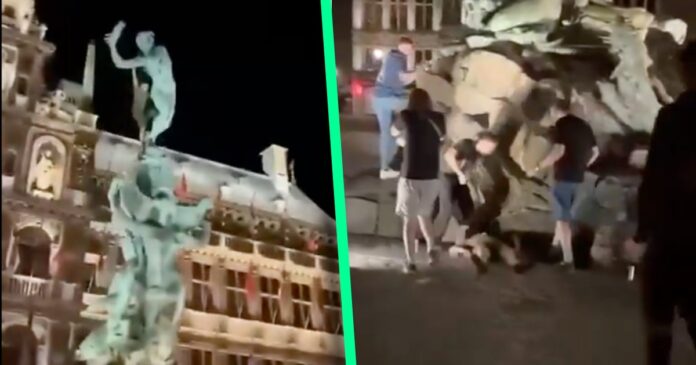 'Jongere' levensgevaarlijk gewond na beklimmen van Antwerps standbeeld